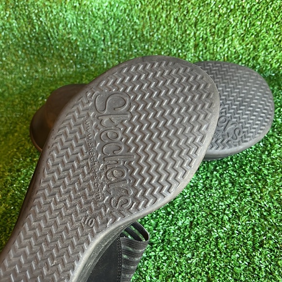 Skechers Cali Memory Foam Open Toe Elastic Strap Slingback Wedges Size 10 - Picture 5 of 5